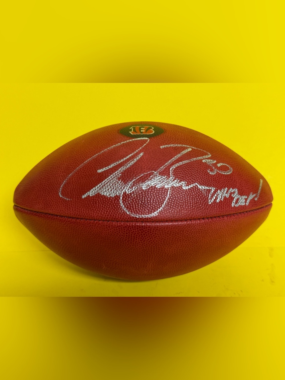 Chase Brown Cincinnati Bengals Autograph Game Issued Ball “Who Dey!” AUTHENTIC